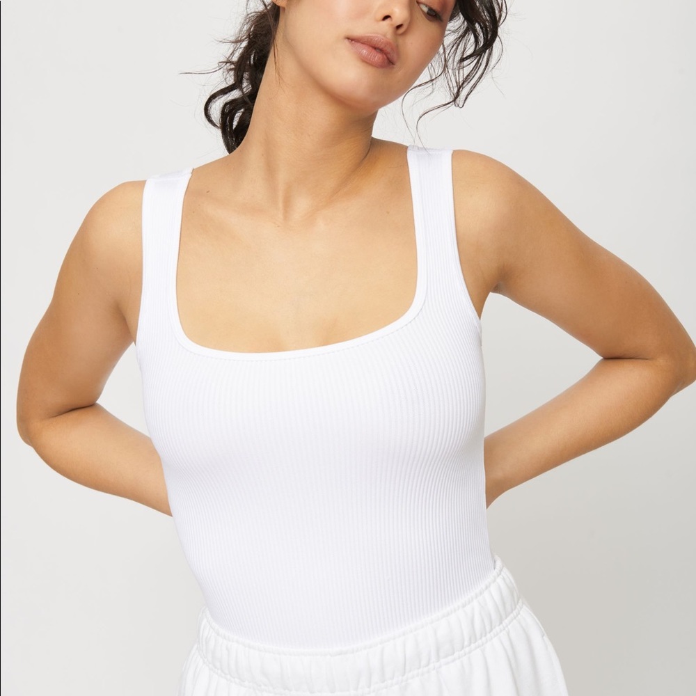 Dynamite White Cropped Seamless Tank Top